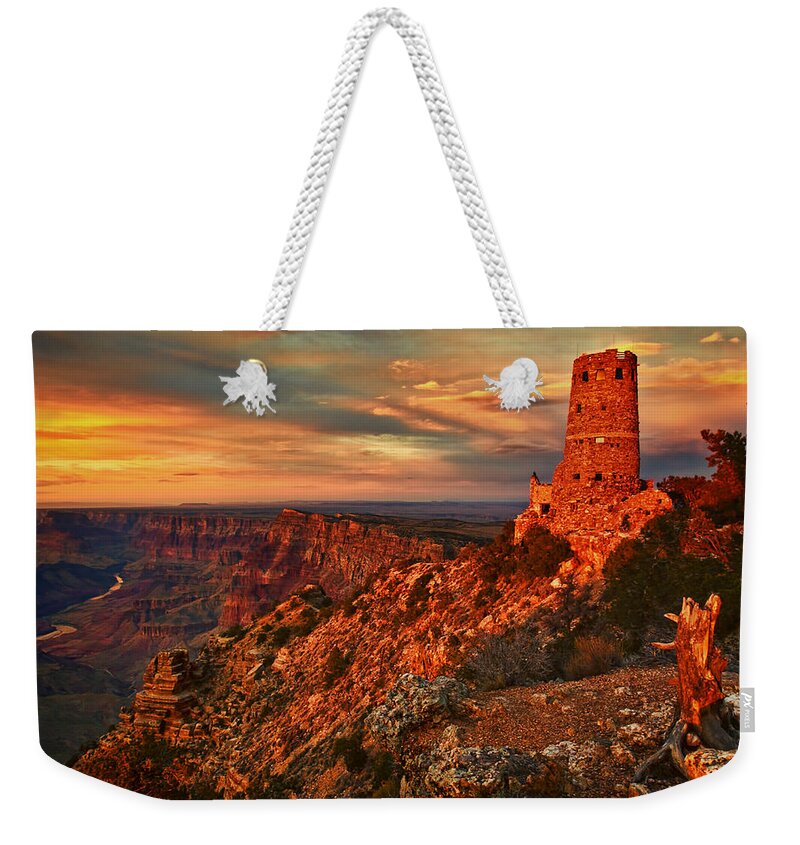 Watchtower Weekender Tote Bag featuring the photograph Watchtower Sunset by Priscilla Burgers