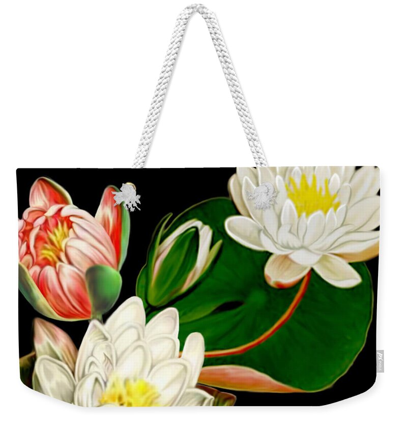 Water Lilies Weekender Tote Bag featuring the mixed media Water Lilies by Anthony Seeker