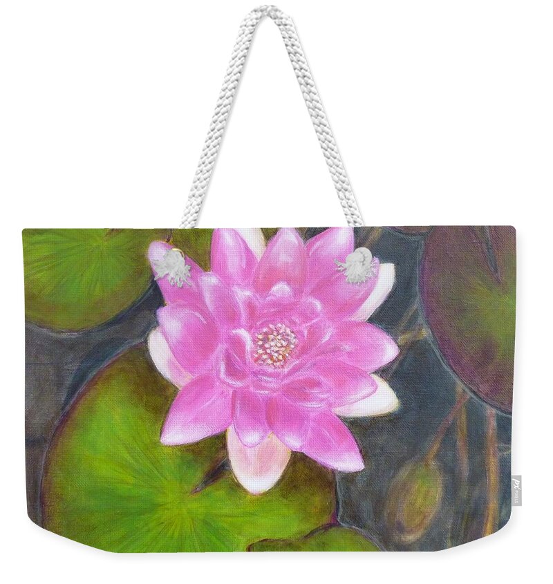 Water Lily Weekender Tote Bag featuring the painting Water Lily by Amelie Simmons