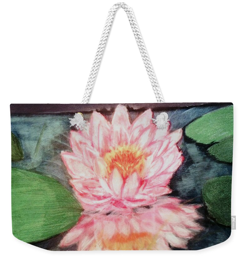 Lily Weekender Tote Bag featuring the pastel Water Lily by Renee Michelle Wenker
