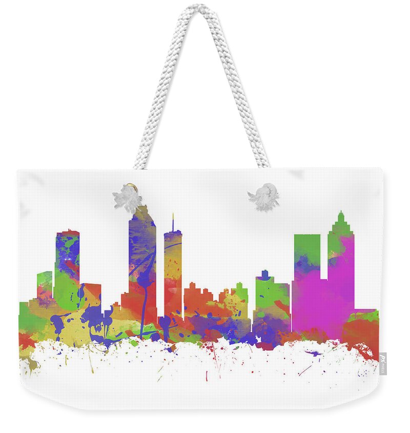 Atlanta Weekender Tote Bag featuring the photograph Watercolor print of the skyline of Atlanta Georgia by Chris Smith