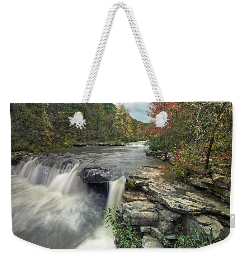 Tim Fitzharris Weekender Tote Bag featuring the photograph Waterfall Mulberry River Arkansas by Tim Fitzharris
