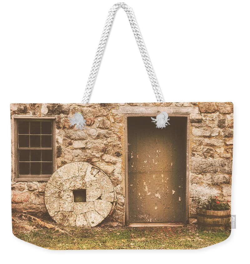 Grist Mills Weekender Tote Bag featuring the photograph Waterloo Grist Mill by Pat Abbott