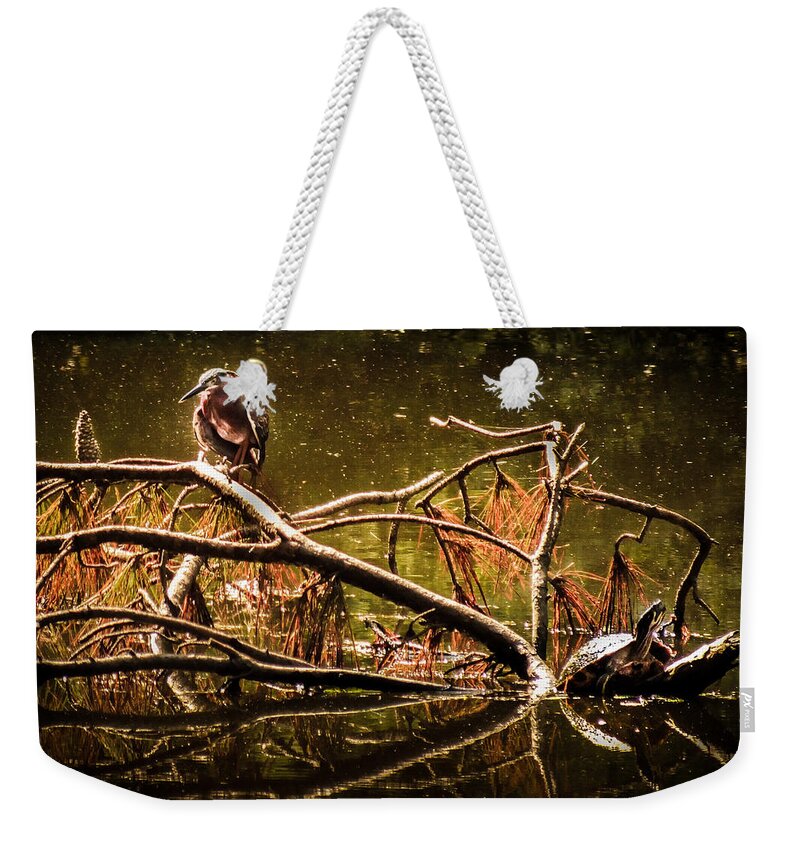 Wildlife Companions Weekender Tote Bag featuring the photograph WATERS of AUTUMN by Karen Wiles