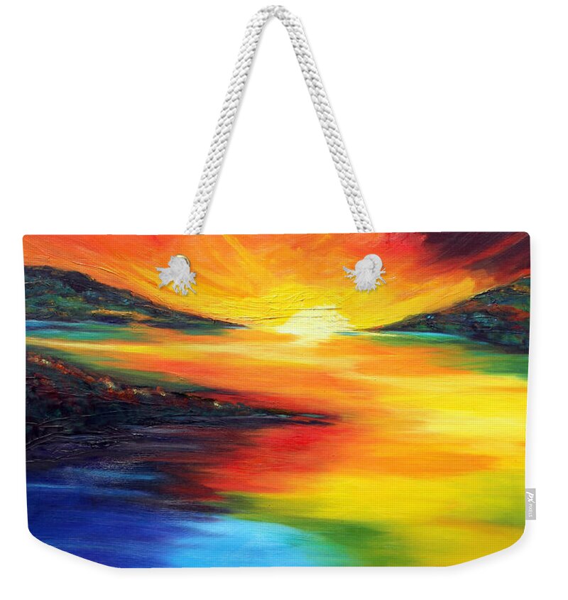 Water Weekender Tote Bag featuring the painting Waters of Home by Meaghan Troup