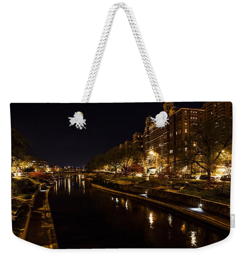 Slow Speed Weekender Tote Bag featuring the photograph Waterway at the Plaza by Sennie Pierson