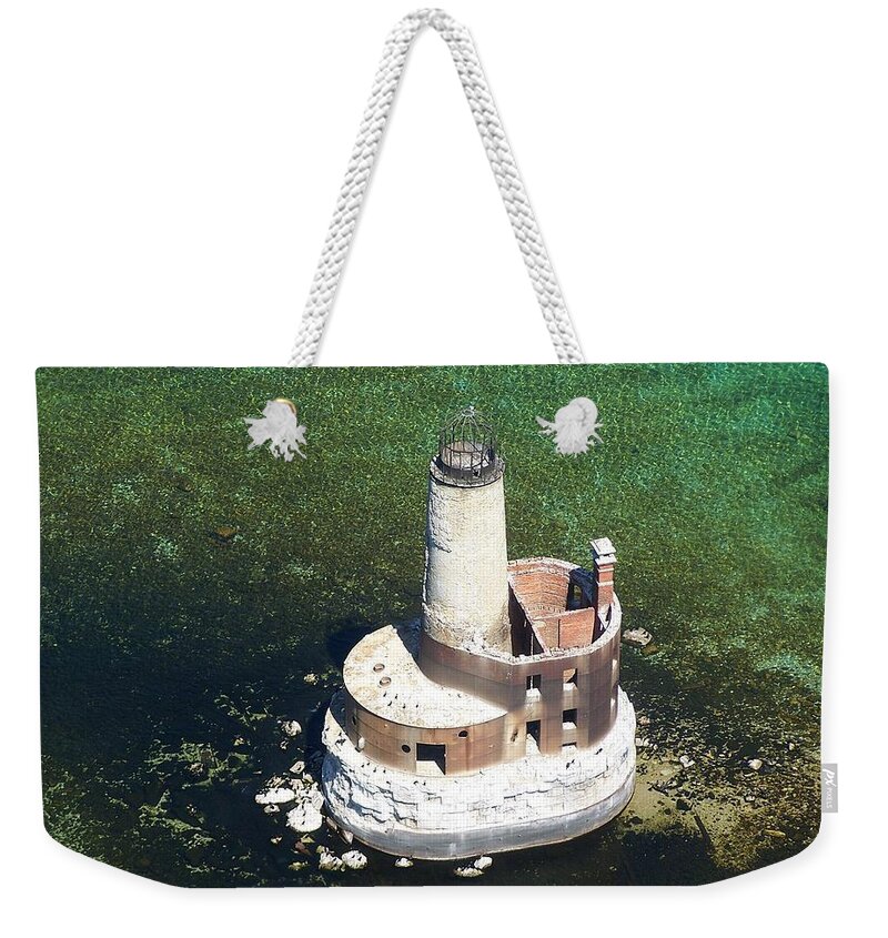Lighthouse Weekender Tote Bag featuring the photograph Waugoshance Lighthouse by Keith Stokes