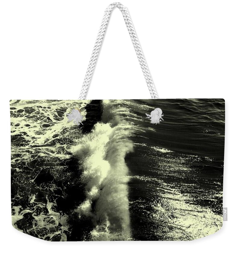 Nature Weekender Tote Bag featuring the photograph Wave Line Beige by Fei A