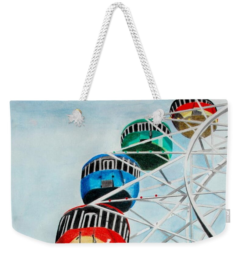 Pencil Weekender Tote Bag featuring the drawing Way Up In the Sky by Glenda Zuckerman