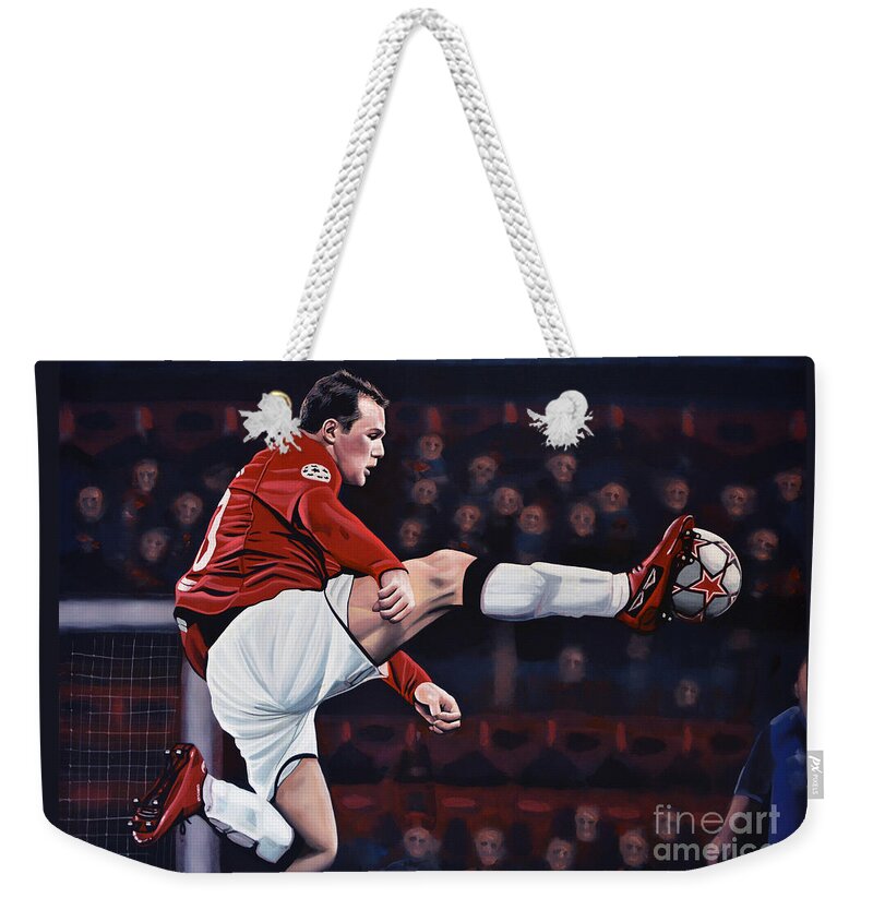 Wayne Rooney Weekender Tote Bag featuring the painting Wayne Rooney by Paul Meijering