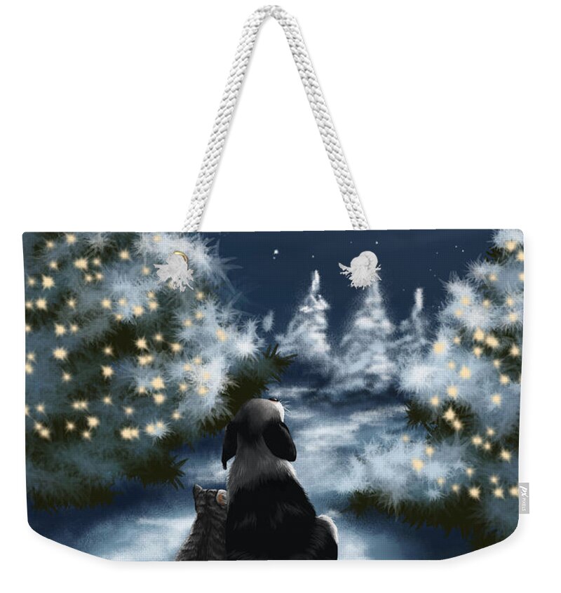 Christmas Weekender Tote Bag featuring the painting We are so good by Veronica Minozzi
