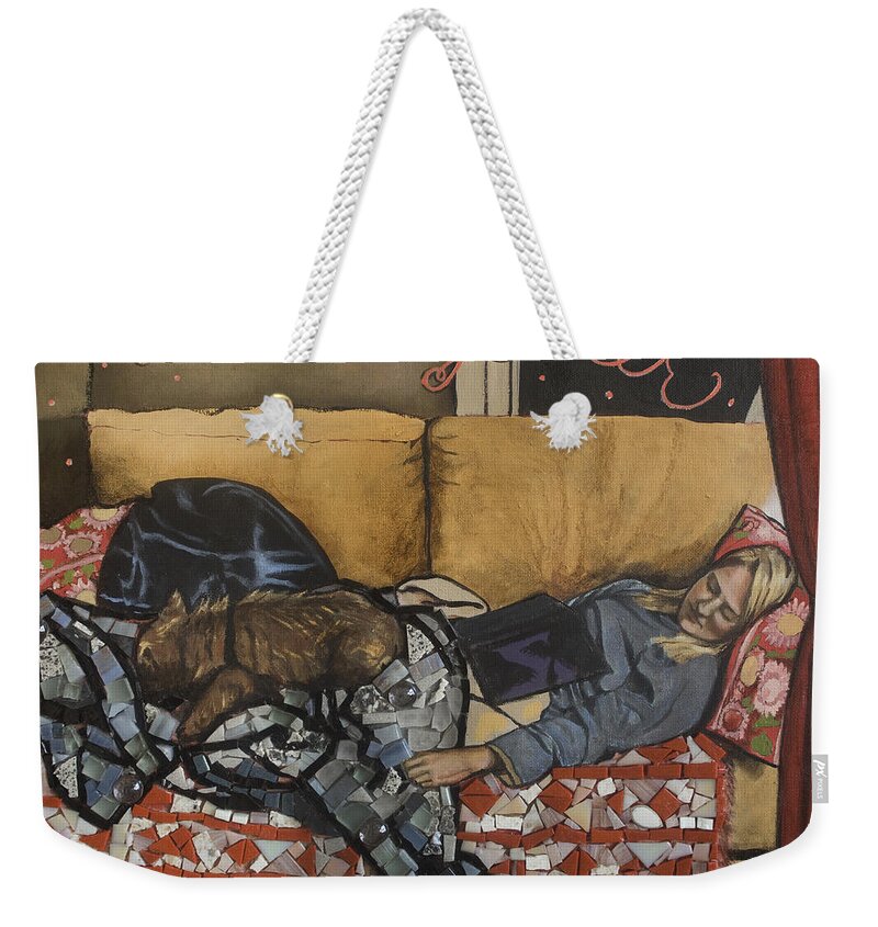 Mosaic Weekender Tote Bag featuring the painting We Are Together by Pauline Lim