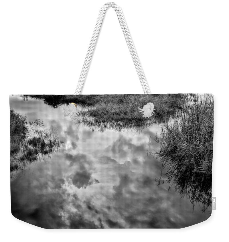 Christopher Holmes Photography Weekender Tote Bag featuring the photograph Weather Reflected - BW by Christopher Holmes