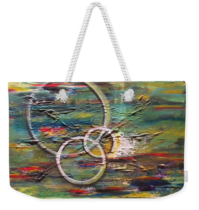 Abstract Weekender Tote Bag featuring the painting We're Connected by Soraya Silvestri