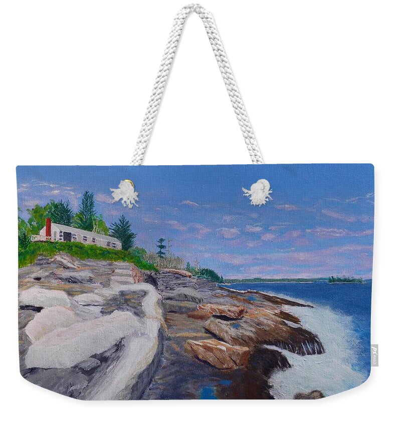 Cottage Weekender Tote Bag featuring the painting Weske Cottage by Scott W White