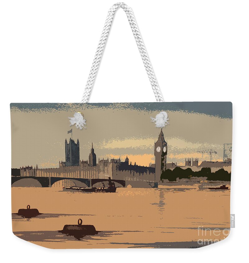 Westminster Weekender Tote Bag featuring the painting Westminster And Big Ben by Bill Holkham
