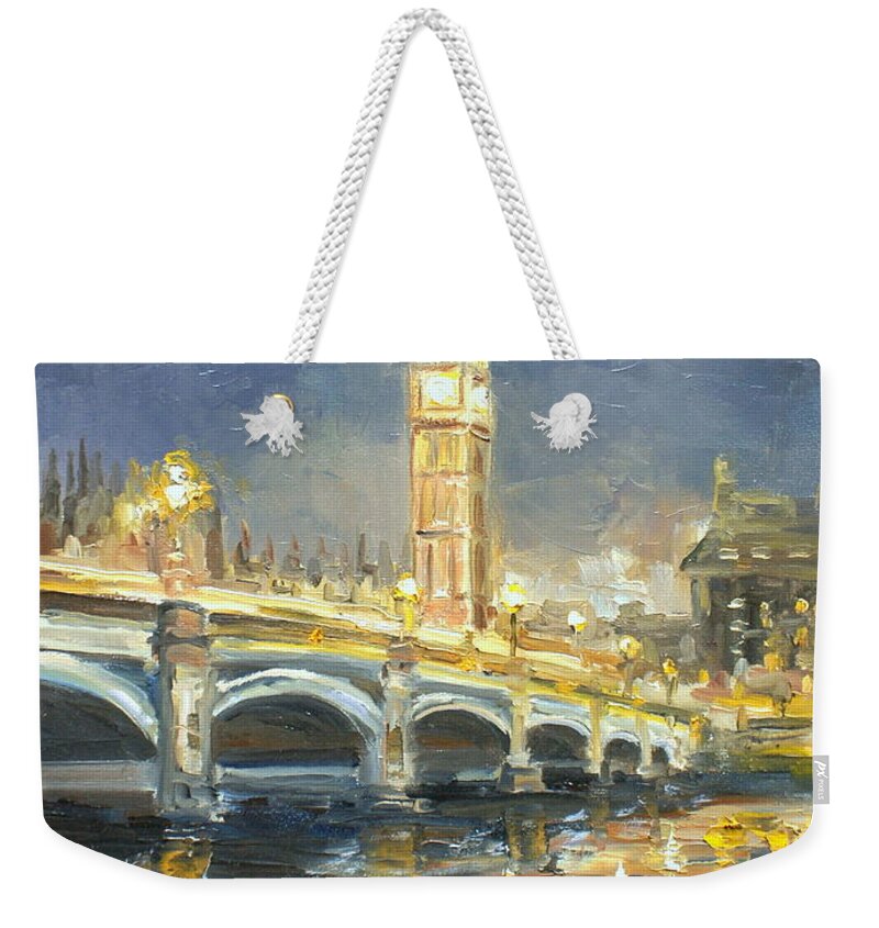 Westminster Weekender Tote Bag featuring the painting Westminster Bridge by Luke Karcz