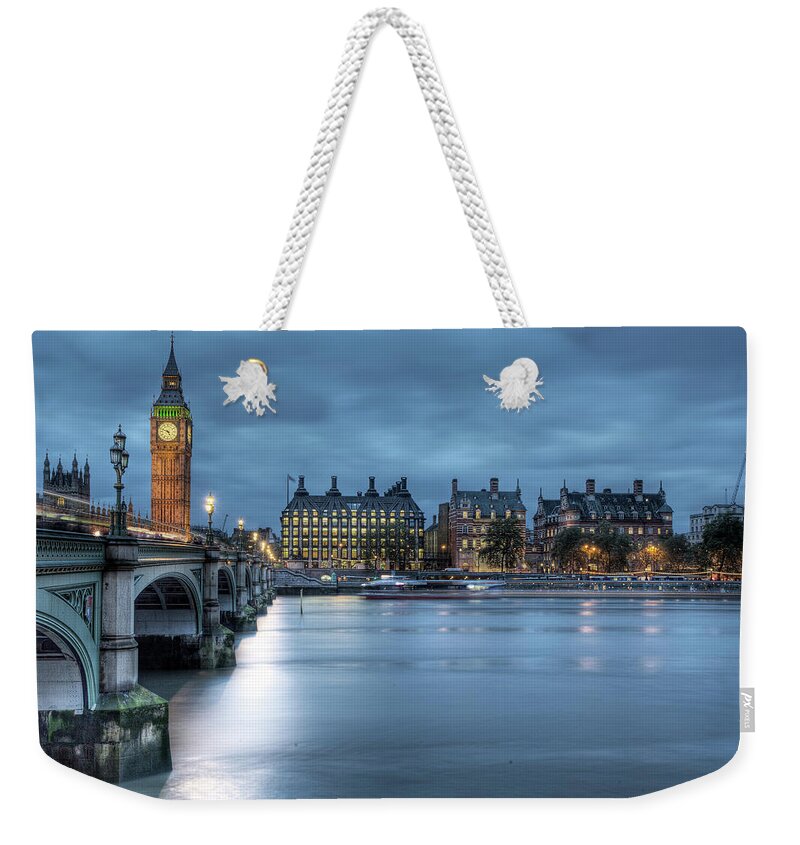 Clock Tower Weekender Tote Bag featuring the photograph Westminster by Gustavo's Photos