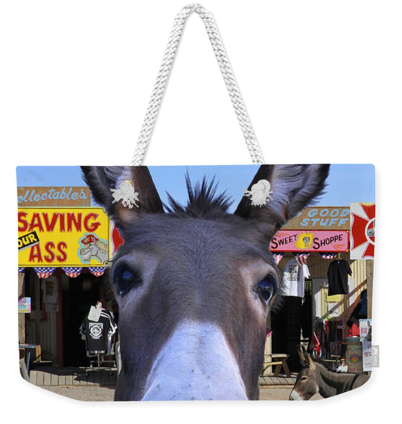 Donkey Weekender Tote Bag featuring the photograph What . . . No Carrots by Mike McGlothlen