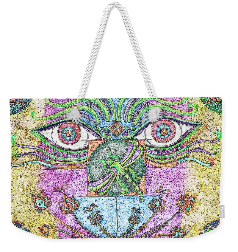 Eyes Weekender Tote Bag featuring the digital art What A Change of Pace by Teri Schuster