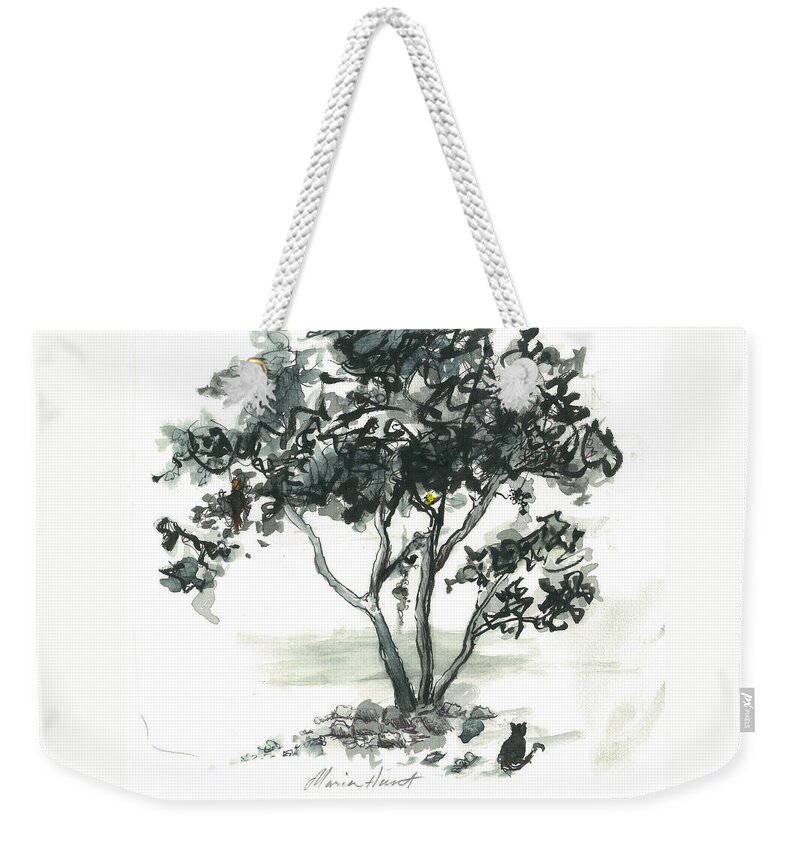 Tree Weekender Tote Bag featuring the painting Studying the Menu by Maria Hunt