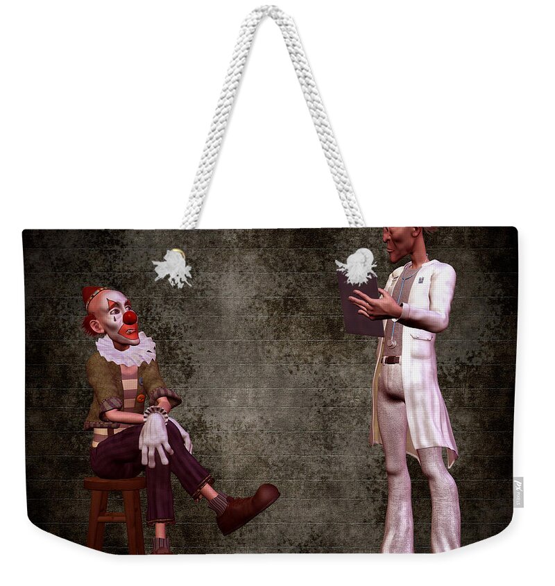 Clown Digital Art Weekender Tote Bag featuring the digital art What's Wrong by John Junek