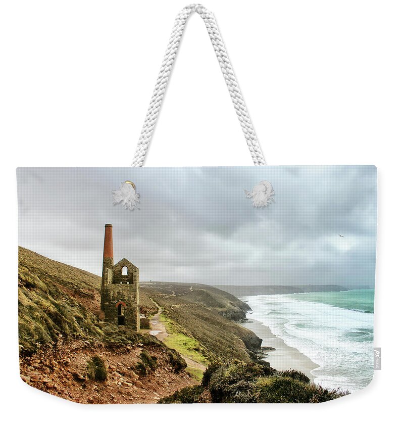 Tranquility Weekender Tote Bag featuring the photograph Wheal Coates Abandoned Tin Mine by Larigan - Patricia Hamilton