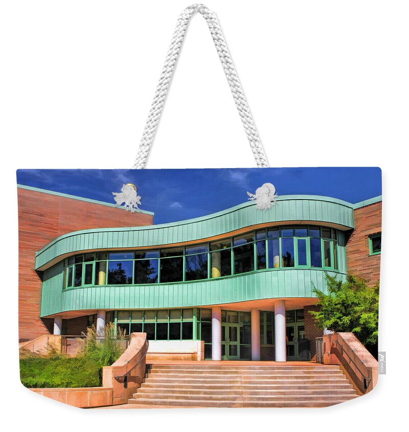Wheaton Weekender Tote Bag featuring the painting Wheaton Public Library by Christopher Arndt