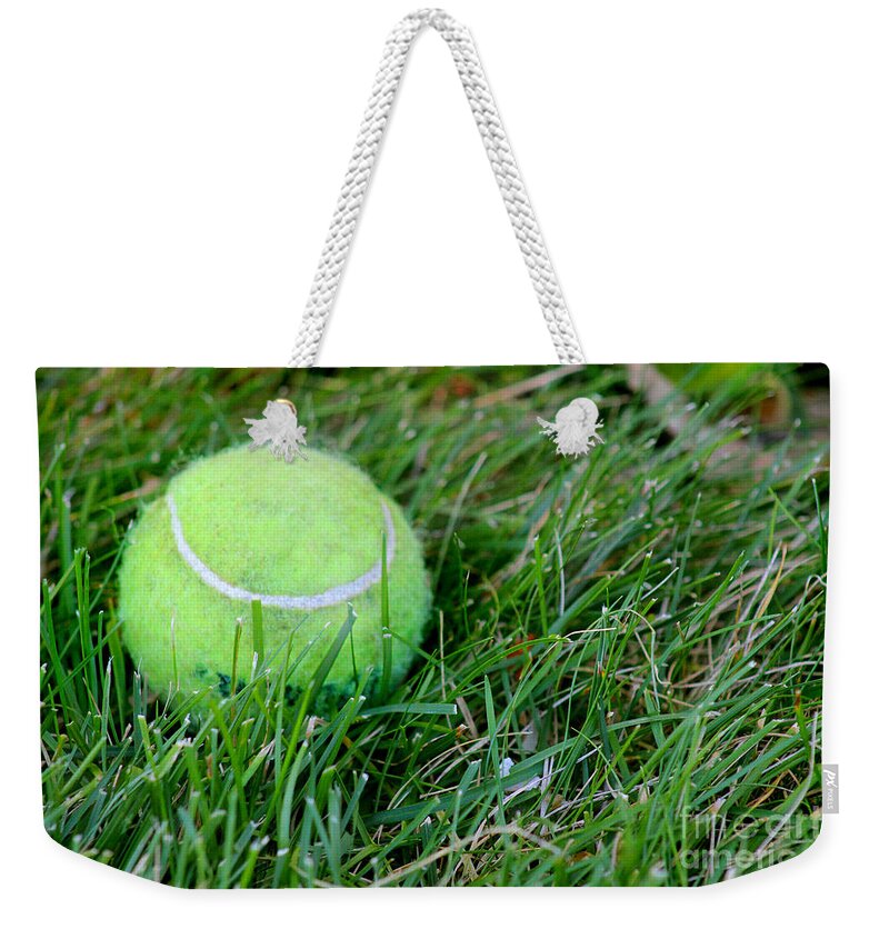 Tennis Ball Weekender Tote Bag featuring the photograph Where'd That Dog Go? by Karen Adams