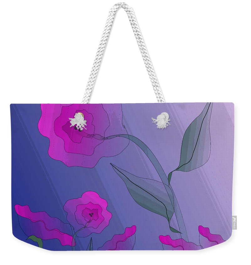 Flower Weekender Tote Bag featuring the digital art Whimsical Floral by Mary Bedy