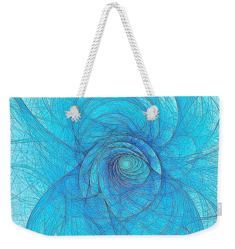  Weekender Tote Bag featuring the digital art Whirlpool Electric Blue 16x9 by Doug Morgan