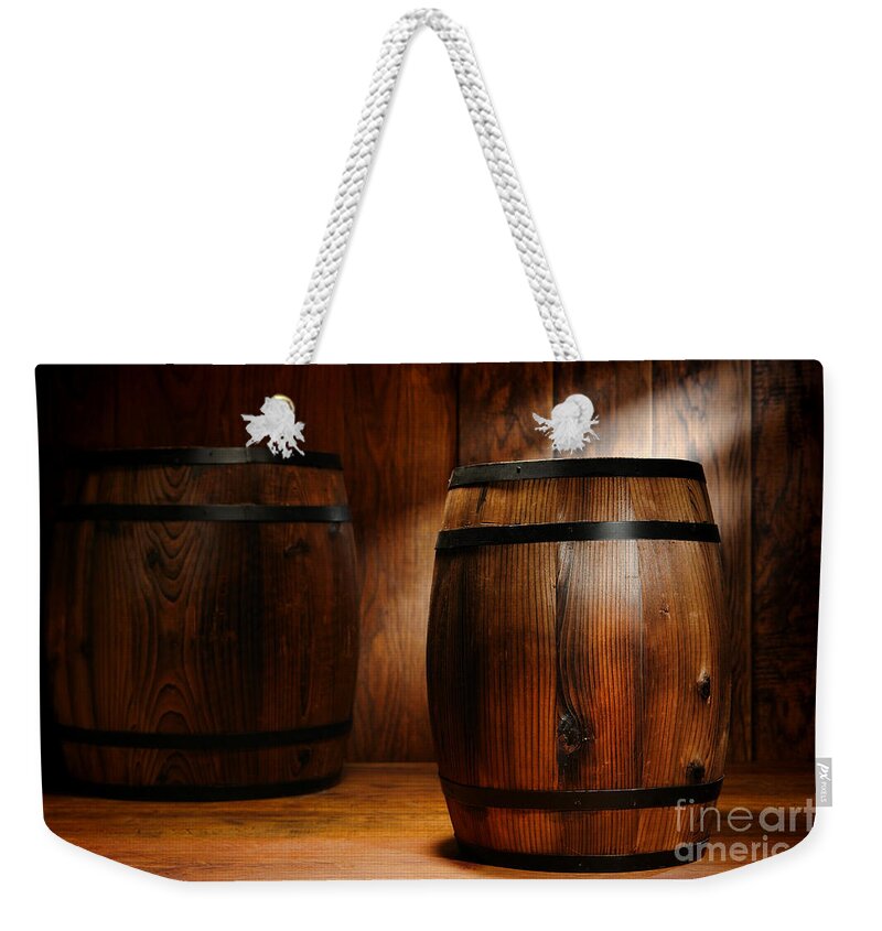 Barrel Weekender Tote Bag featuring the photograph Whisky Barrel by Olivier Le Queinec