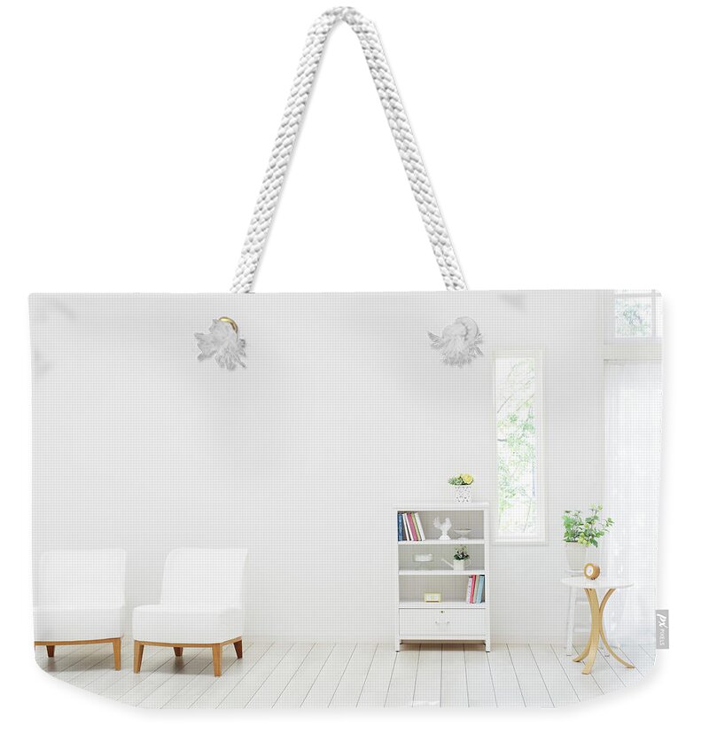 Home Decor Weekender Tote Bag featuring the photograph White Living Room by Bloom Image