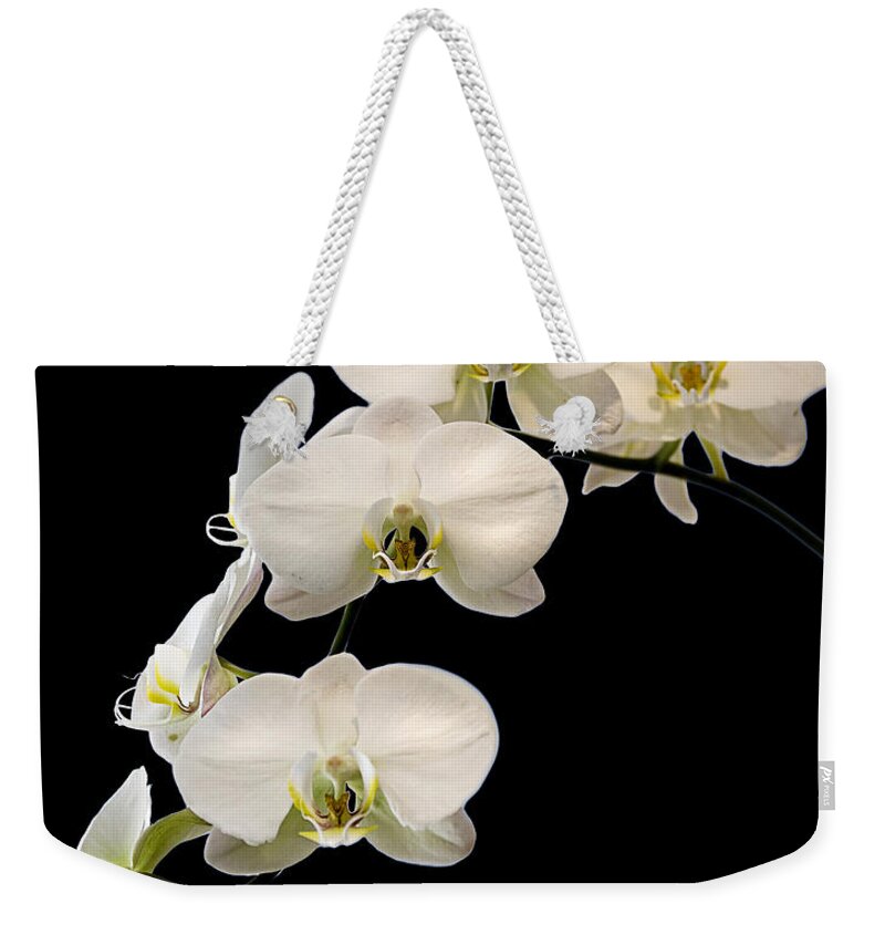 Flower Weekender Tote Bag featuring the photograph White Orchids by Endre Balogh