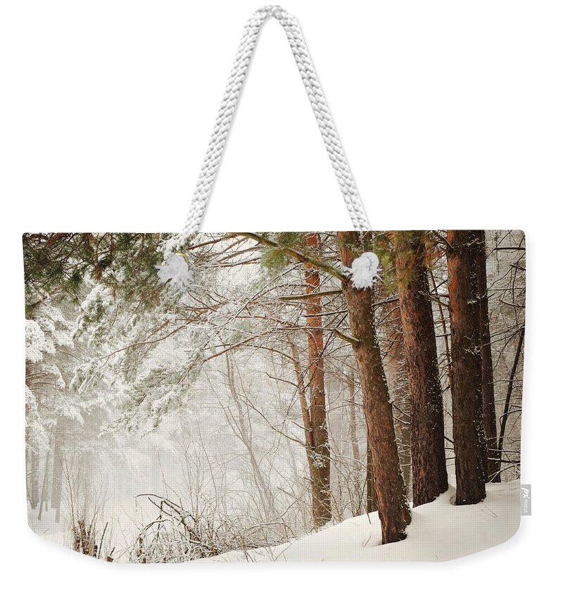 Snow Weekender Tote Bag featuring the photograph White Silence by Jenny Rainbow