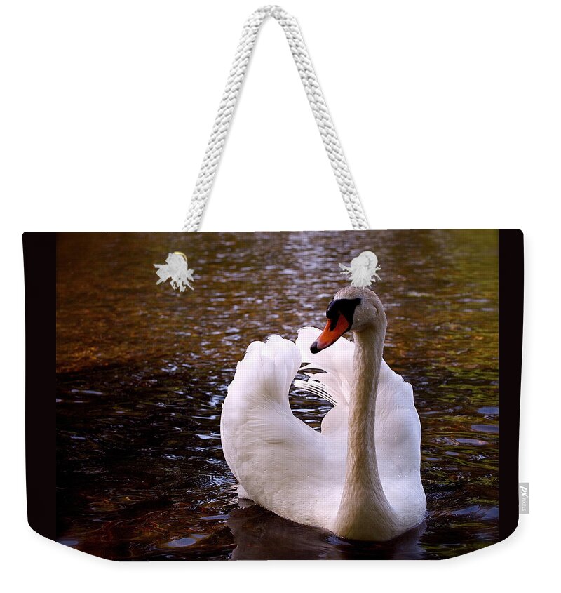 Swan Weekender Tote Bag featuring the photograph White Swan by Rona Black