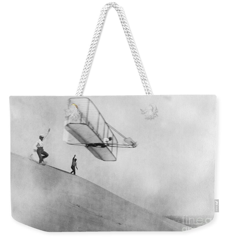 History Weekender Tote Bag featuring the photograph Wilbur Wright Pilots Early Glider 1901 by Science Source