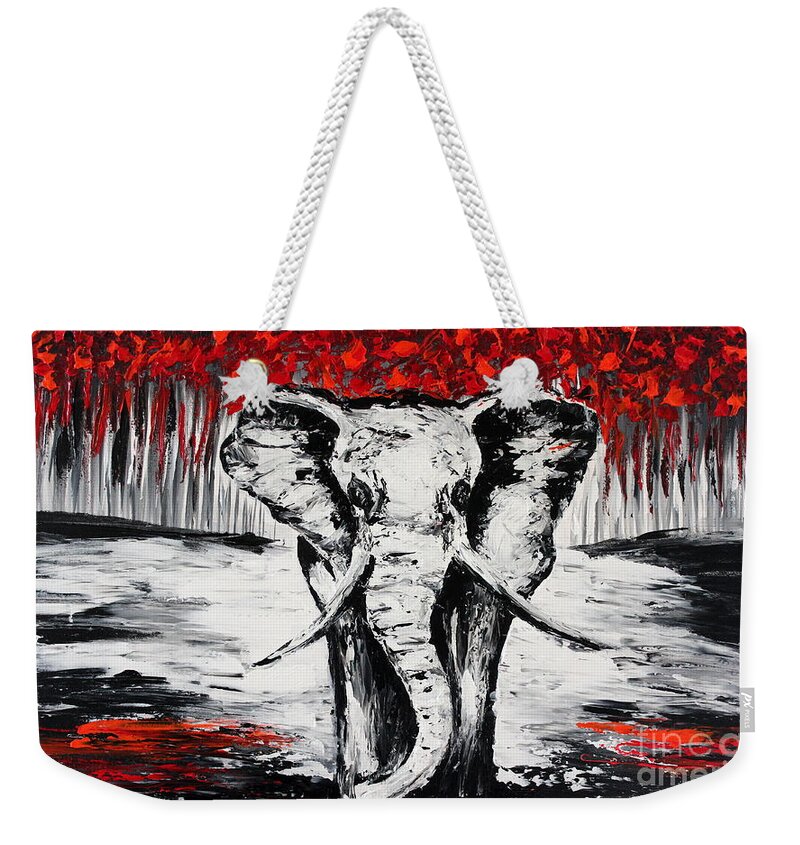 Feather Painting Weekender Tote Bag featuring the painting Wild and Gentle by Preethi Mathialagan