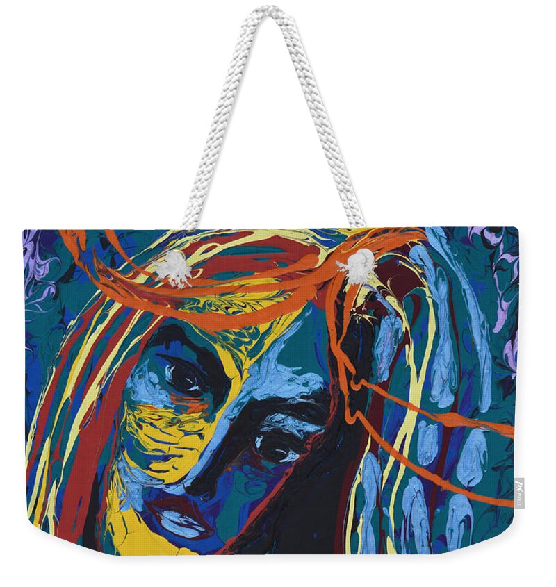 Portrait Weekender Tote Bag featuring the painting Wild At Heart by Donna Blackhall