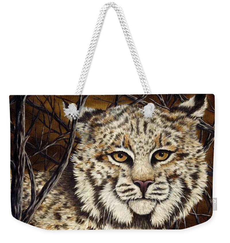 Animal Weekender Tote Bag featuring the painting Wildcat by Rick Bainbridge
