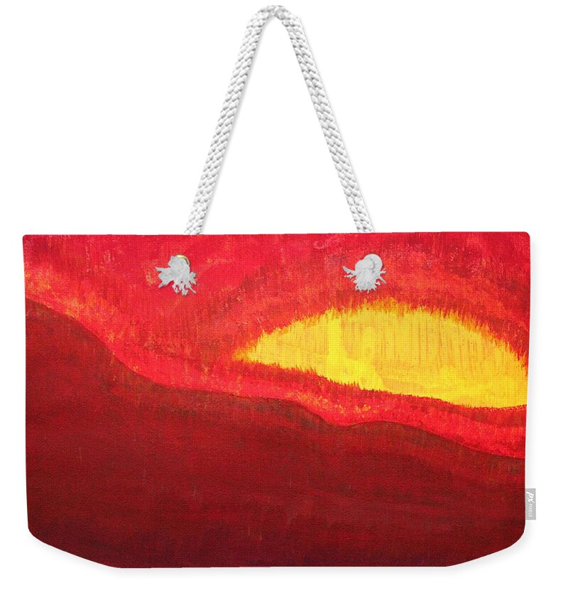 Fire Weekender Tote Bag featuring the painting Wildfire Eye original painting by Sol Luckman