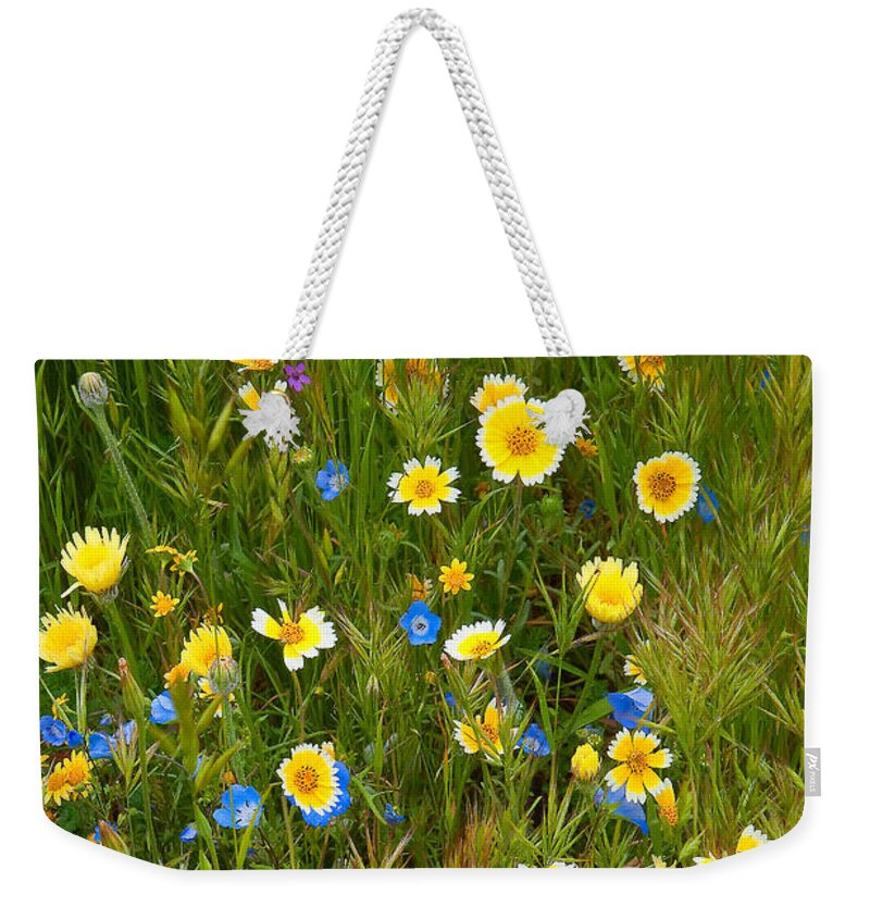 California Wildflowers Weekender Tote Bag featuring the photograph Wildflower Salad - Spring in Central California by Ram Vasudev