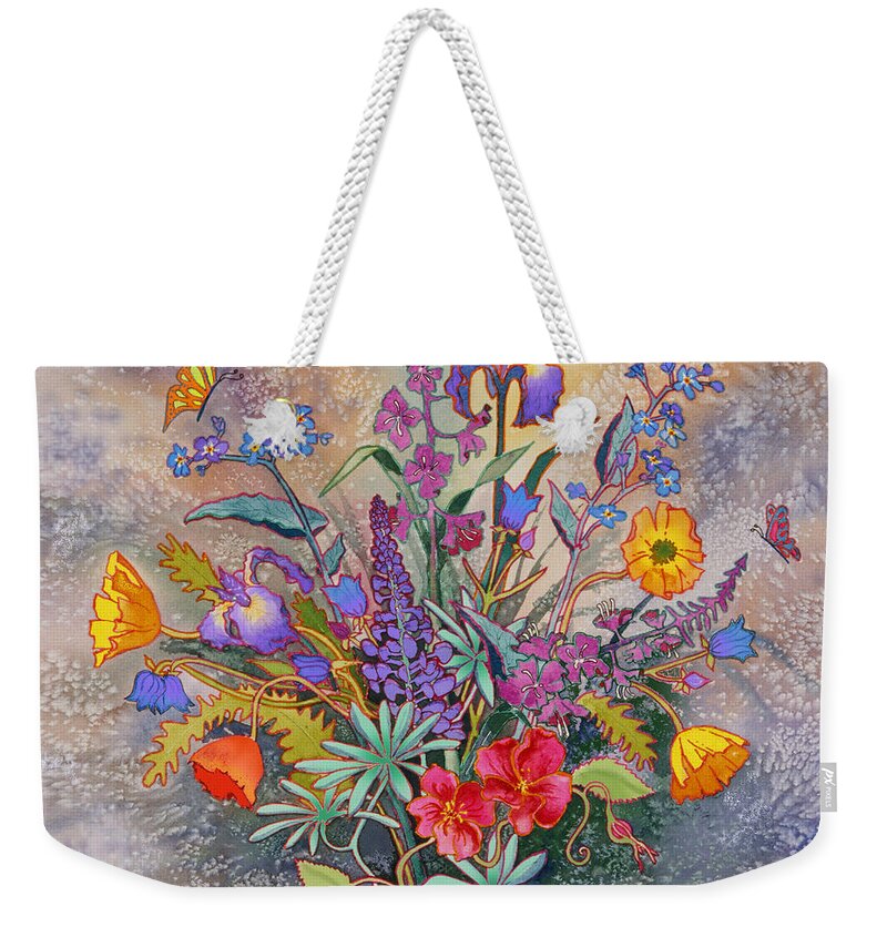 Wildflowers Of Alaska Weekender Tote Bag featuring the painting Wildflowers of Alaska II by Teresa Ascone
