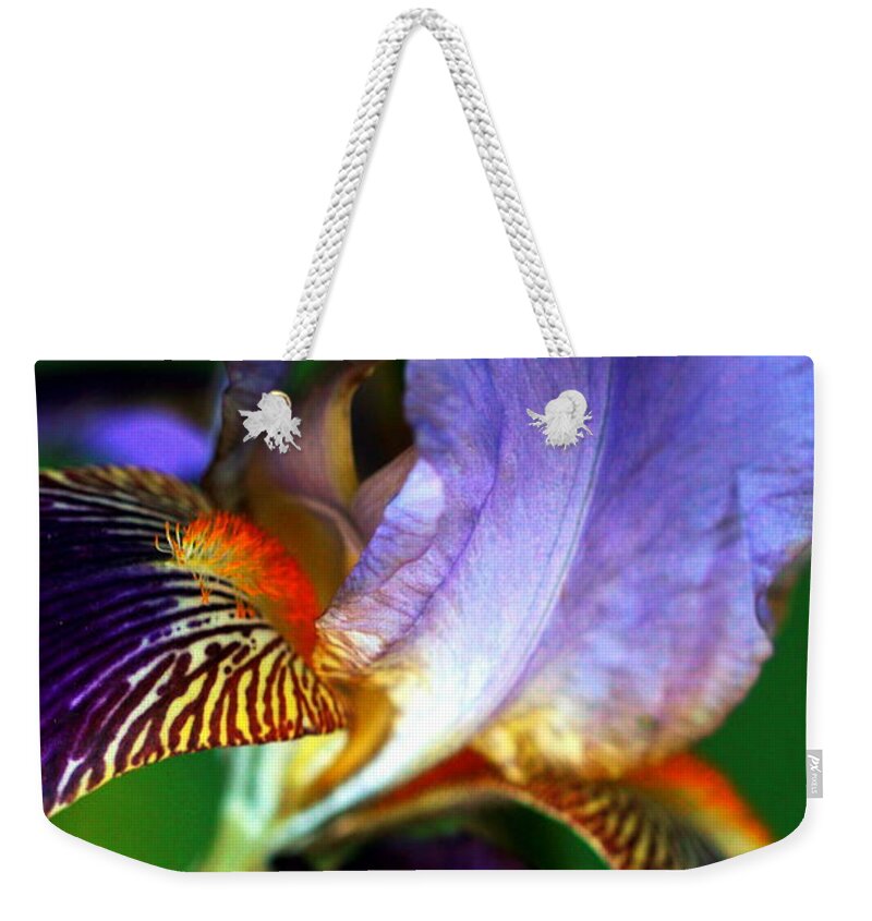 Iris Weekender Tote Bag featuring the photograph Wildly Colorful by Deborah Crew-Johnson