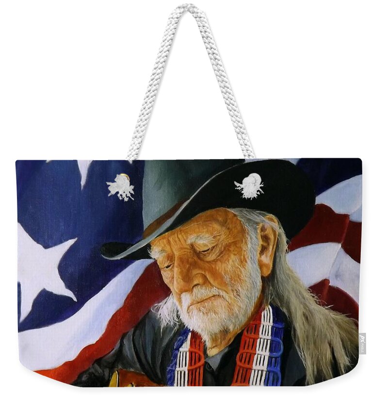  Weekender Tote Bag featuring the painting Willie Nelson by Barry BLAKE