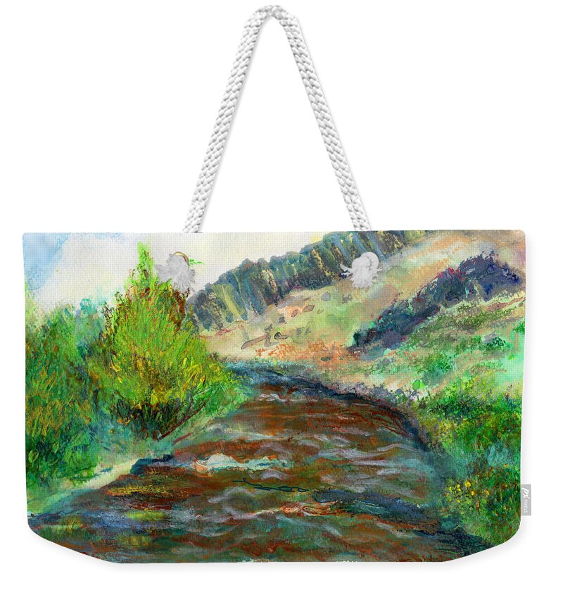 C. Sitton Paintings Weekender Tote Bag featuring the painting Willow Creek in Spring by C Sitton