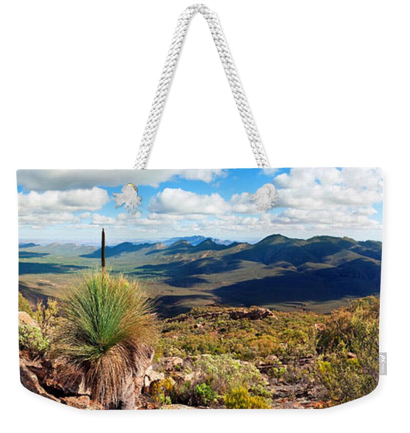 Wilpena Pound St Mary Peak Flinders Ranges South Australia Australian Landscape Landscapes Panorama Weekender Tote Bag featuring the photograph Wilpena Pound by Bill Robinson