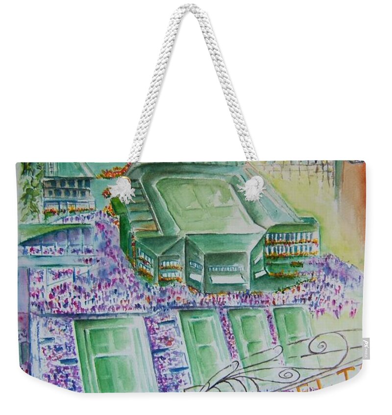 Wimbledon Weekender Tote Bag featuring the painting Wimbledon 2014 by Elaine Duras