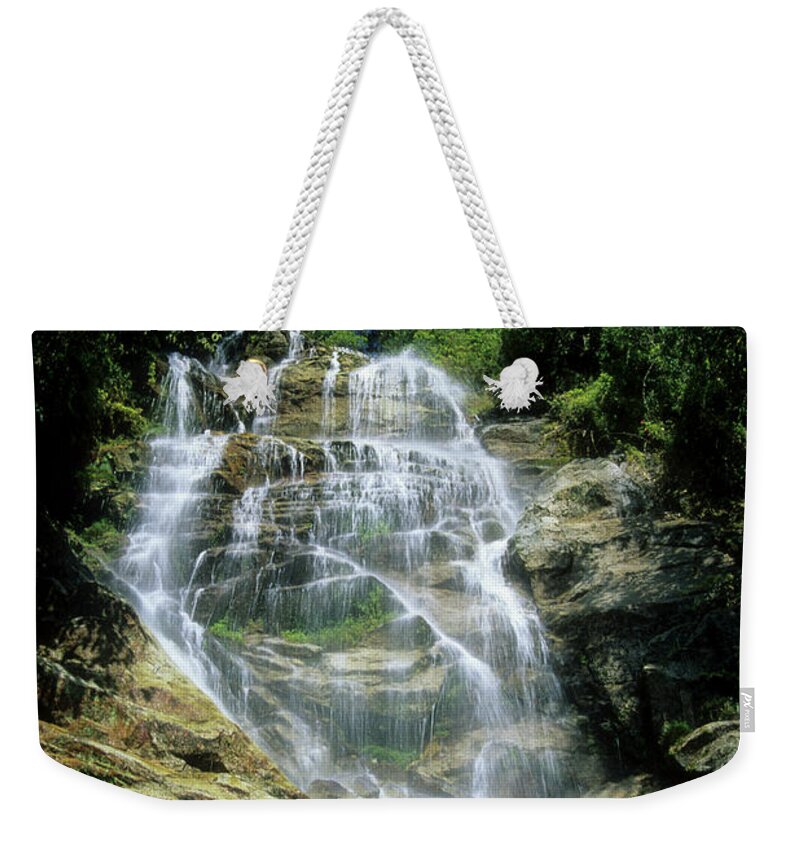 Waterfall Weekender Tote Bag featuring the photograph Winay Wayna waterfall by James Brunker