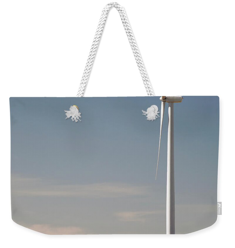 Scenics Weekender Tote Bag featuring the photograph Wind Turbine In Rolling Hills With Blue by Michael Interisano / Design Pics